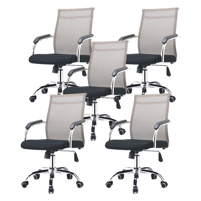 Modern Black Metal Conference Chair with Mid Back and Hight Back Home Office Chair 5 Piece Set Star Base Clearhalo 'furn' 'furn_office_chair' 'Furniture' 'Office Chairs' 'Office Furniture' 'office_chair' 5454892