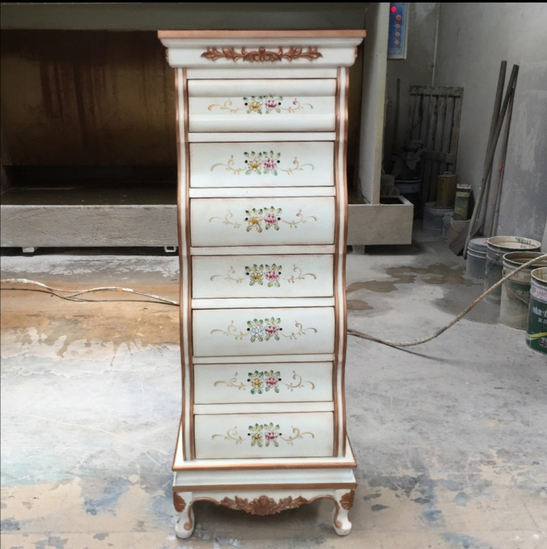 58.6" H Traditional Lingerie Chest Vertical Solid Wood Storage Chest