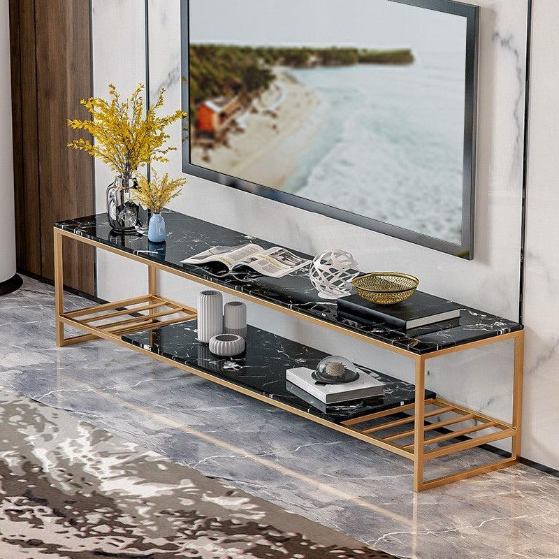 17.72 "H TV Style Glam Style Open Rangement Console TV avec 2 étagères pour le salon