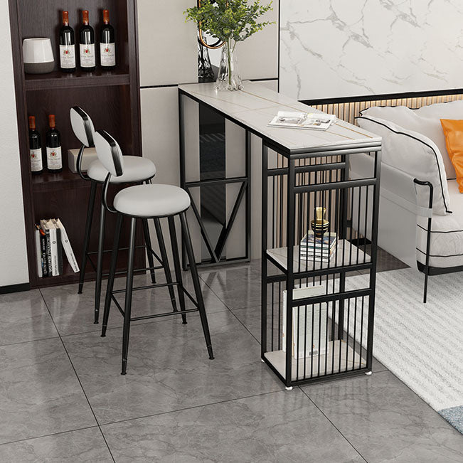 Rettangolo soggiorno da bar per pub tavolo in pietra e scrivania da bar di bistrot metallico con archiviazione