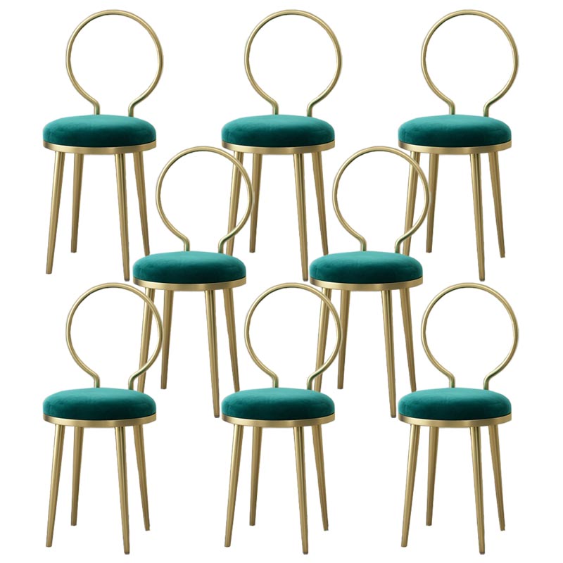 Glam Velvet Dining Chair Open Back Dining Side Furniture with Gold Legs in Matte Finish Green 8 Piece Set Clearhalo 'Dining Chairs' 'Dining Tables & Seating' 'dining_chair' 'furn' 'furn_dining_chair' 'Furniture' 'Kitchen & Dining Furniture' 5459141