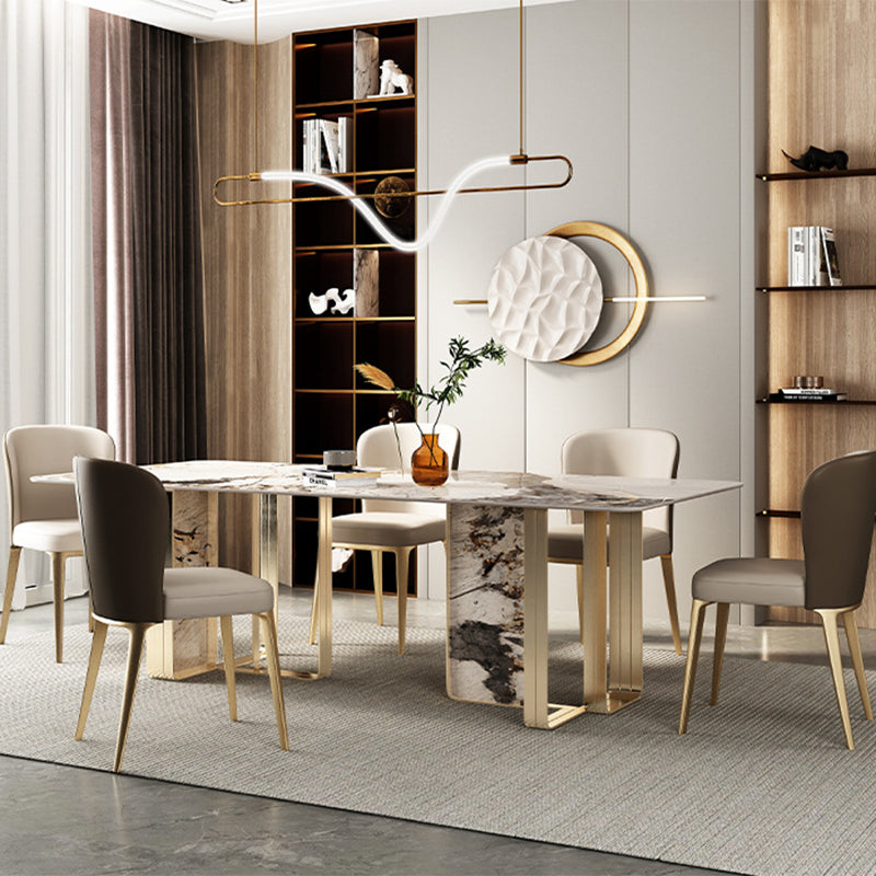 Luxe gesinterde stenen top eetgelegenheid rechthoek 1/3/4/5/6 stukken eetkamer tafel set