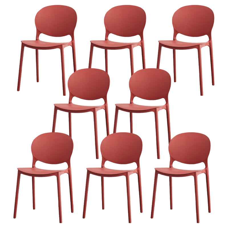Modern Plastic Chair Kitchen Open Back Dining Side Furniture in Matte Finish Crimson 8 Piece Set Clearhalo 'Dining Chairs' 'Dining Tables & Seating' 'dining_chair' 'furn' 'furn_dining_chair' 'Furniture' 'Kitchen & Dining Furniture' 5465198