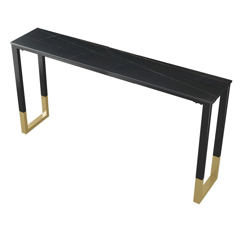 Tavolo da bar rettangolare in pietra sinterizzato tavolo da bistrot industriale con doppio piedistallo