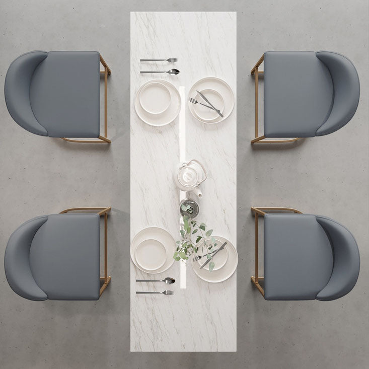 Tavolo da tavolo da barra di marmo artificiale rettangolare tavolo da bistrot lussuoso con doppio piedistallo