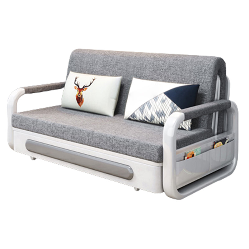 Strakke rug moderne vierkante armbank bed in grijs voor woonkamer