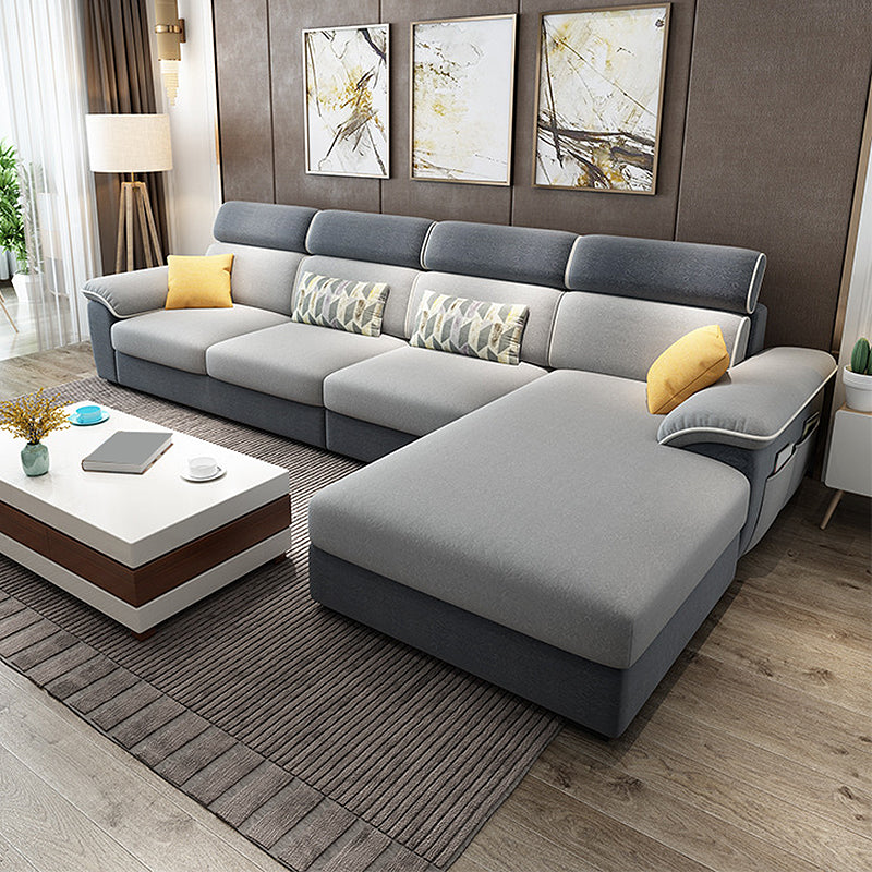 63 "W sezionali del braccio top cuscino, divano sezionale in tessuto soggiorno, a forma di L