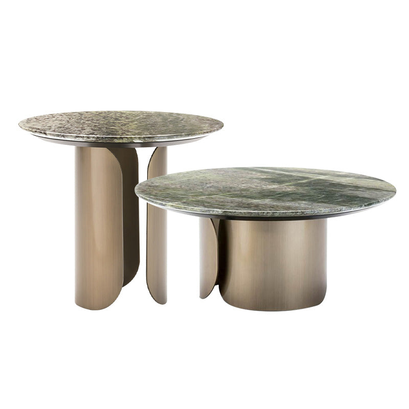 Mesa de café de selección de color de color de metal base de pedestal de estilo moderno de mediados de siglo