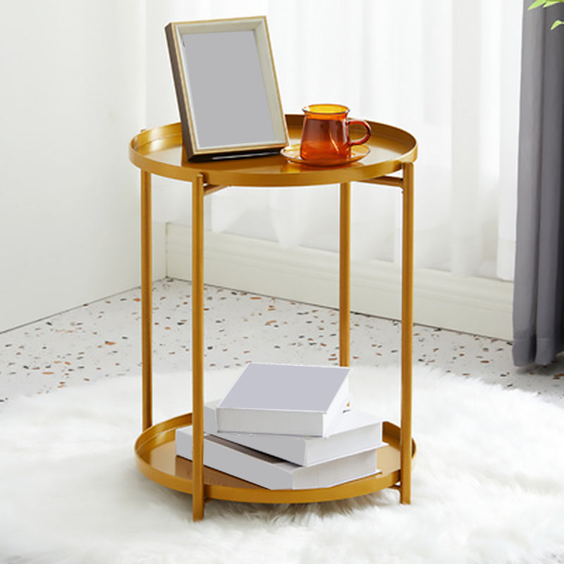 Mid-Century Modern Cross Legs Coffee Table with Round Top in Iron