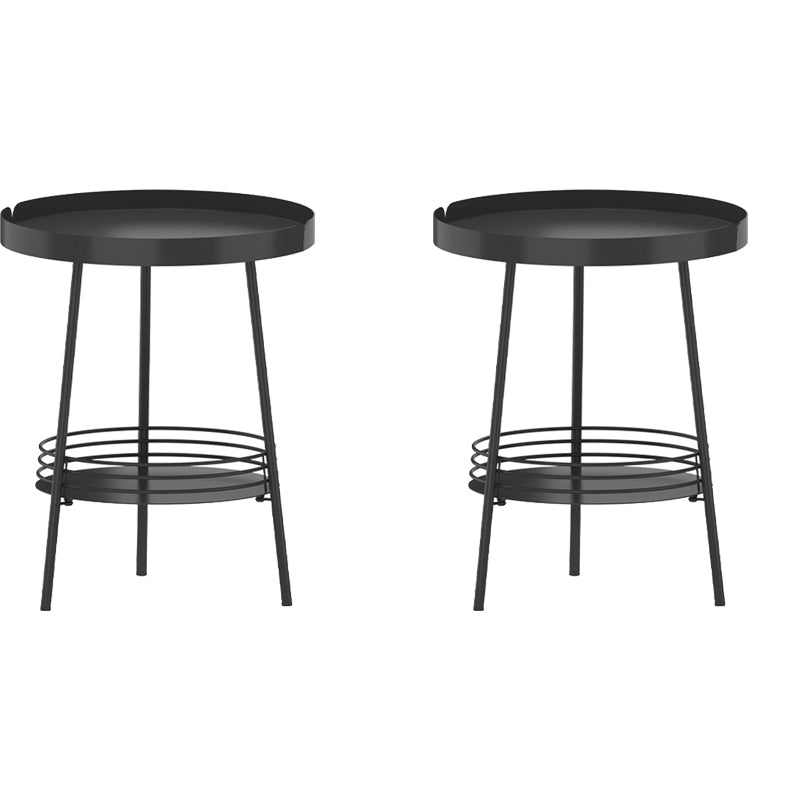 Mid-Century Metal Round Tray Top Side Table 21.6-inch 3 Legs End Table with Shelf