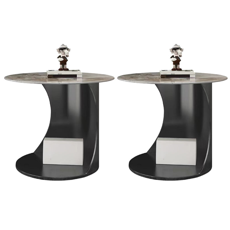 Tavolino contemporaneo di pietra rotonda in acciaio tavolino astratto