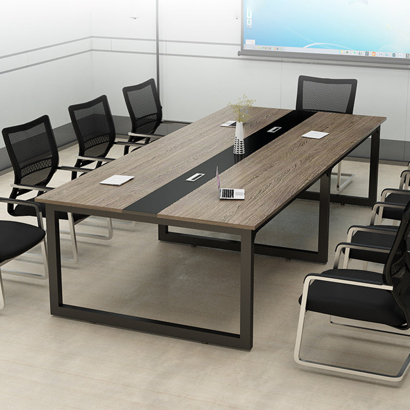 Modern Style Manufactured Wood Office Desk Rectangular Desk with Metal Sled Clearhalo 'furn' 'furn_office_desk' 'Furniture' 'Office Desks' 'Office Furniture' 'office_desk' 5471504