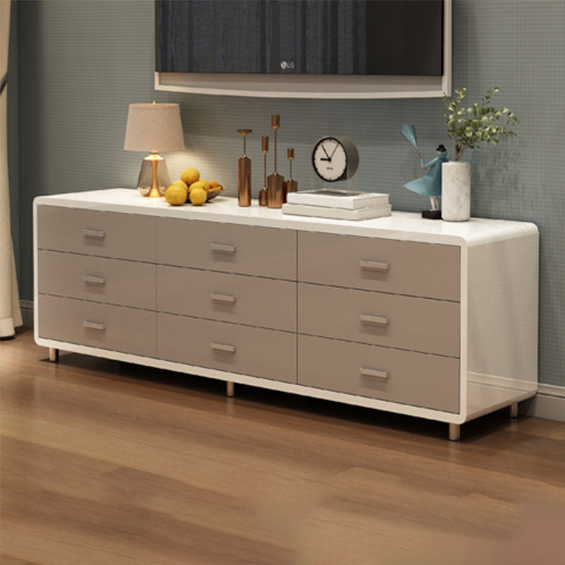 Bedroom Wooden Storage Chest Dresser Horizontal Storage Chest Dresser in White and Grey