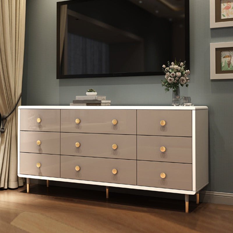 Bedroom Wooden Double Dresser White and Grey Storage Chest Dresser with Drawers