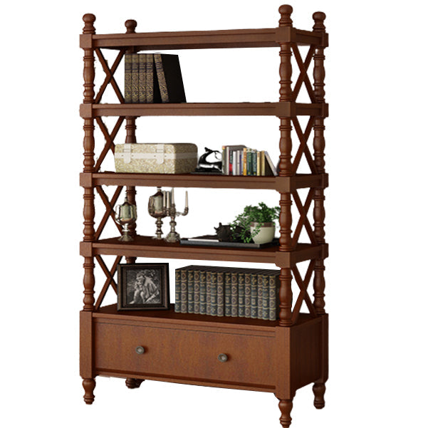 Rectangle Open Storage Bookshelf Nordic Solid Wood Bookshelf with Drawer