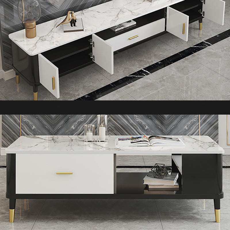 Console de télévision de rangement fermé de style glam de style glamour avec armoire