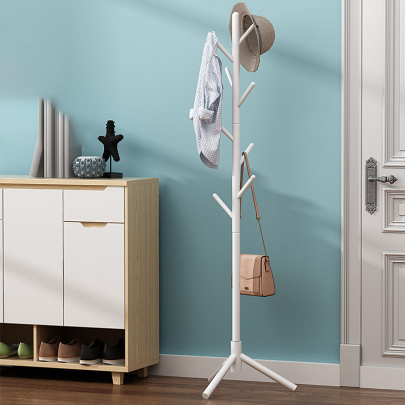 Árbol de entrada de árbol de madera de ingeniería marrón con ganchos colgadores de abrigo