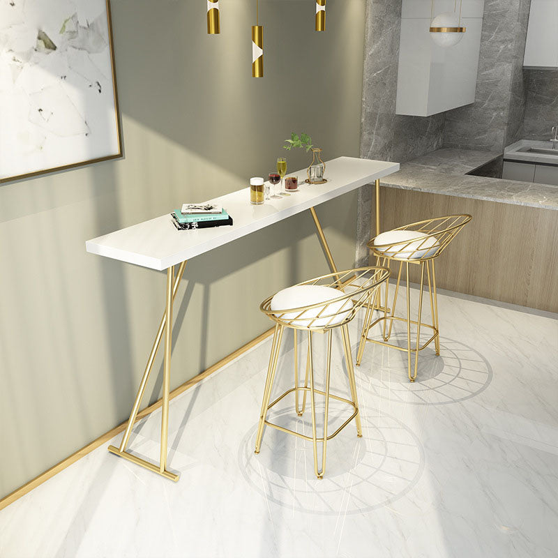 Glam Style Rectangle Bar Table Solid Wood Bar Table with Double Pedestal 78.7"L x 15.7"W x 41.3"H Without Chairs Clearhalo 'Bar Furniture' 'Bar Tables' 'bar_tables' 'furn' 'furn_bar_tables' 'Furniture' 'Kitchen & Dining Furniture' 5474074