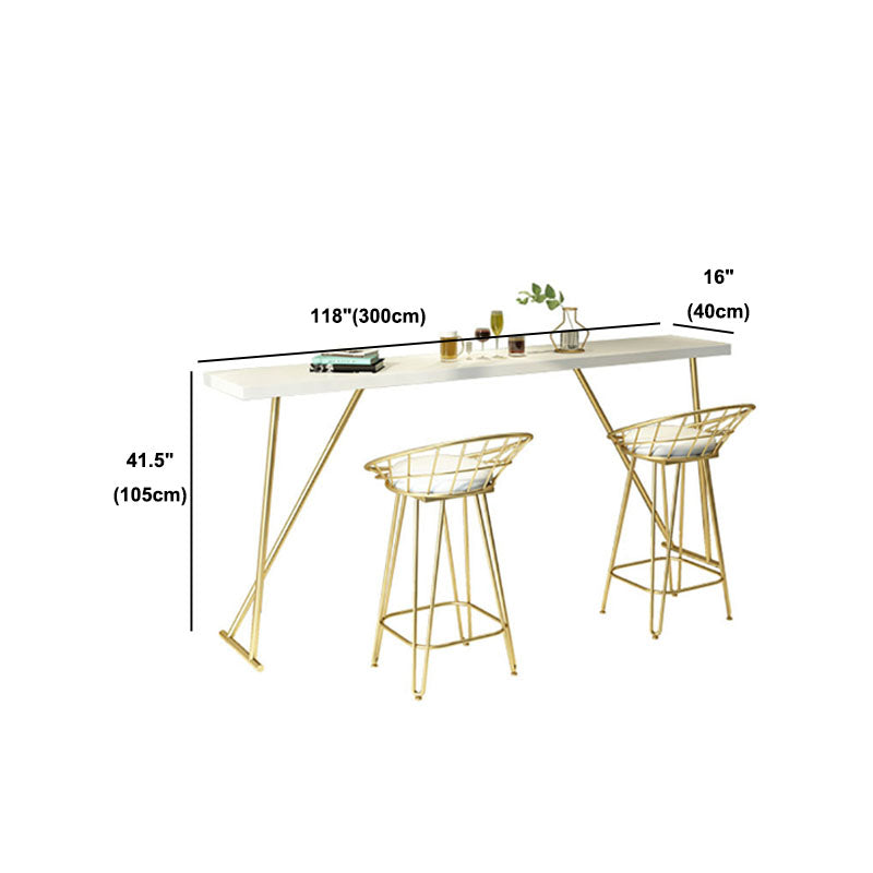 Glam Style Rectangle Bar Table Solid Wood Bar Table with Double ...