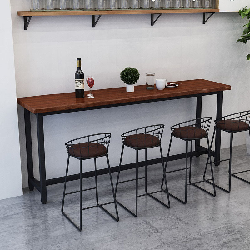 Contemporary Style Rectangle Bar Table Solid Wood Brown Bar Desk 86.6"L x 23.6"W x 41.3"H Without Chairs Clearhalo 'Bar Furniture' 'Bar Tables' 'bar_tables' 'furn' 'furn_bar_tables' 'Furniture' 'Kitchen & Dining Furniture' 5474127
