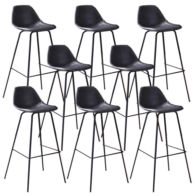 Contemporary Style Bar-stool Bucket Bar Stool with Metal Legs for Home Dark Gray-Black 8 Piece Set Clearhalo 'Bar Furniture' 'Bar Stools' 'bar_stools' 'furn' 'furn_bar_stools' 'Furniture' 'Kitchen & Dining Furniture' 5474590