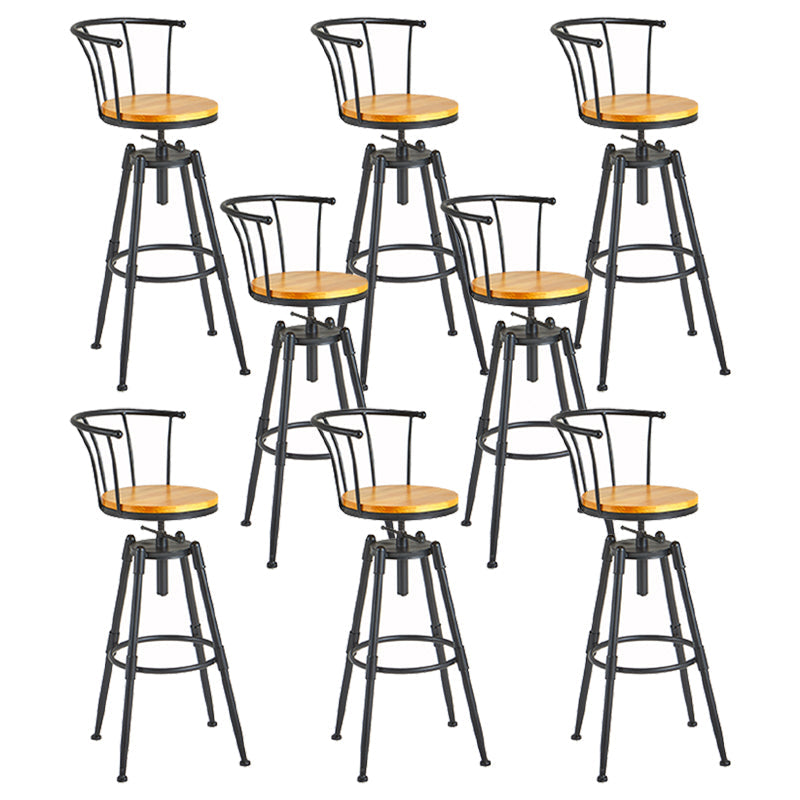 Industrial Backrest Metal Bar Stool Round Furniture in Matte Finish for Home