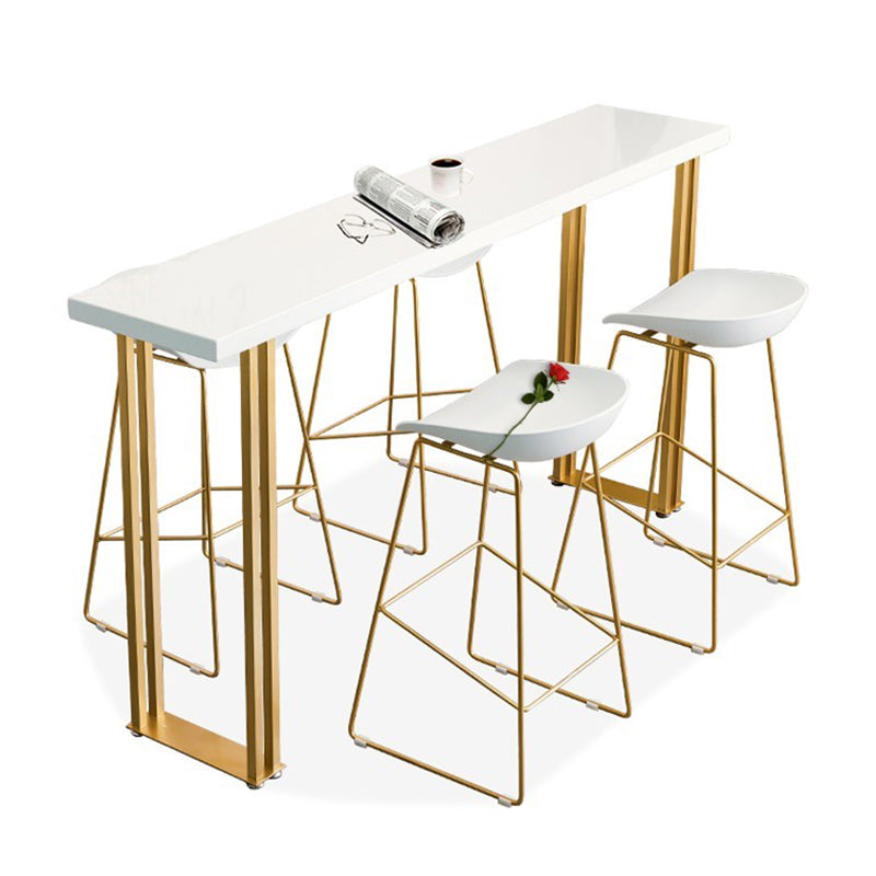 Mesa de barra de madera sólida rectangular de lujo Juego de mesa 1/3/5 piezas de mostrador con taburetes altos