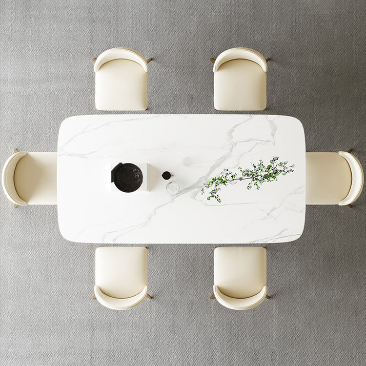 Modern Stone Furniture Set 1/4/5/7 Pcs Standard Height Dining Room Table Set in White