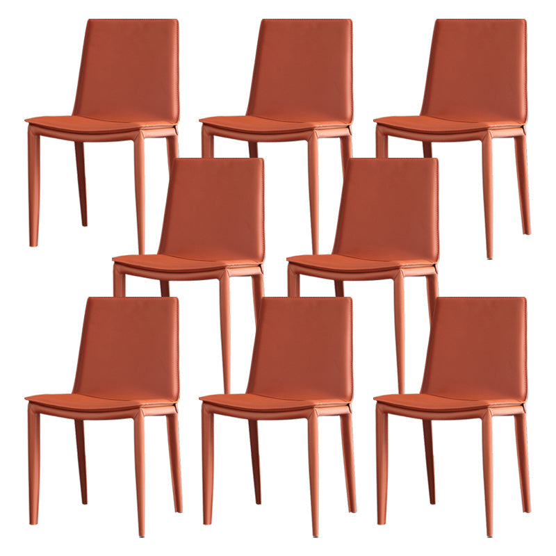 Contemporary Leather Dining Chair Armless Metal Side Chair for Home Use
