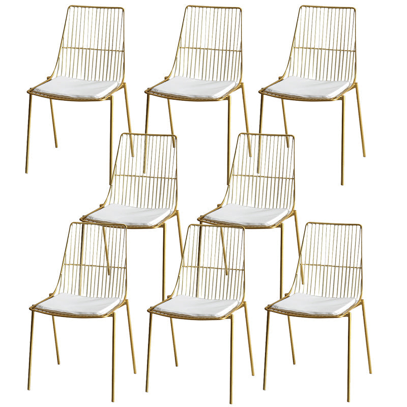 Contemporary Faux Leather Slat Back Side Chair in Matte Finish for Indoor
