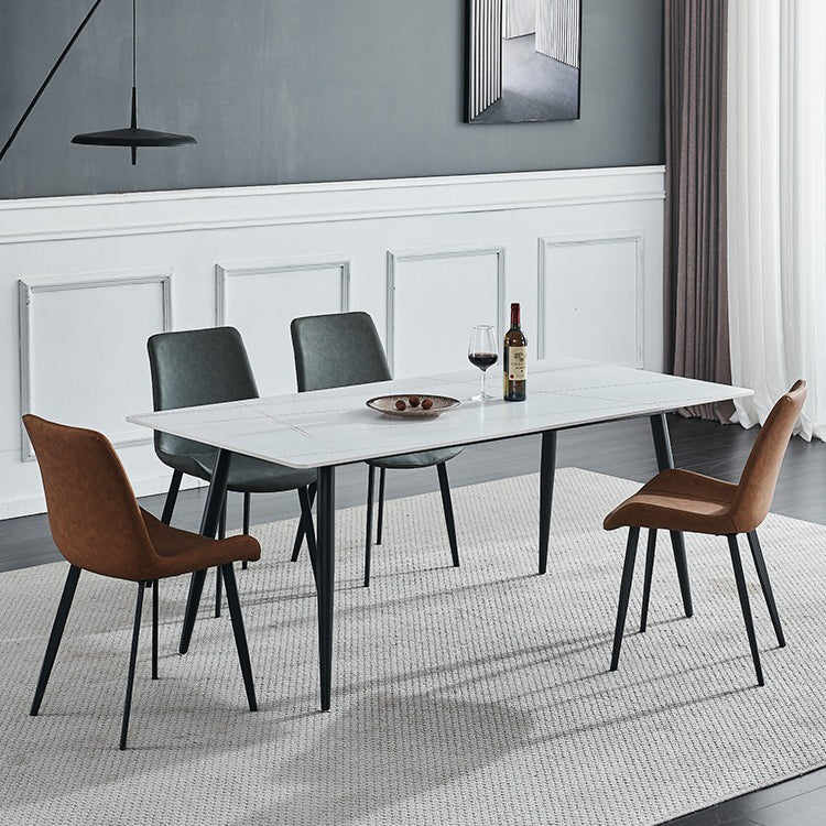 Rectangle Industrial Stone Table Standard Height Kitchen Table with 4 Legs