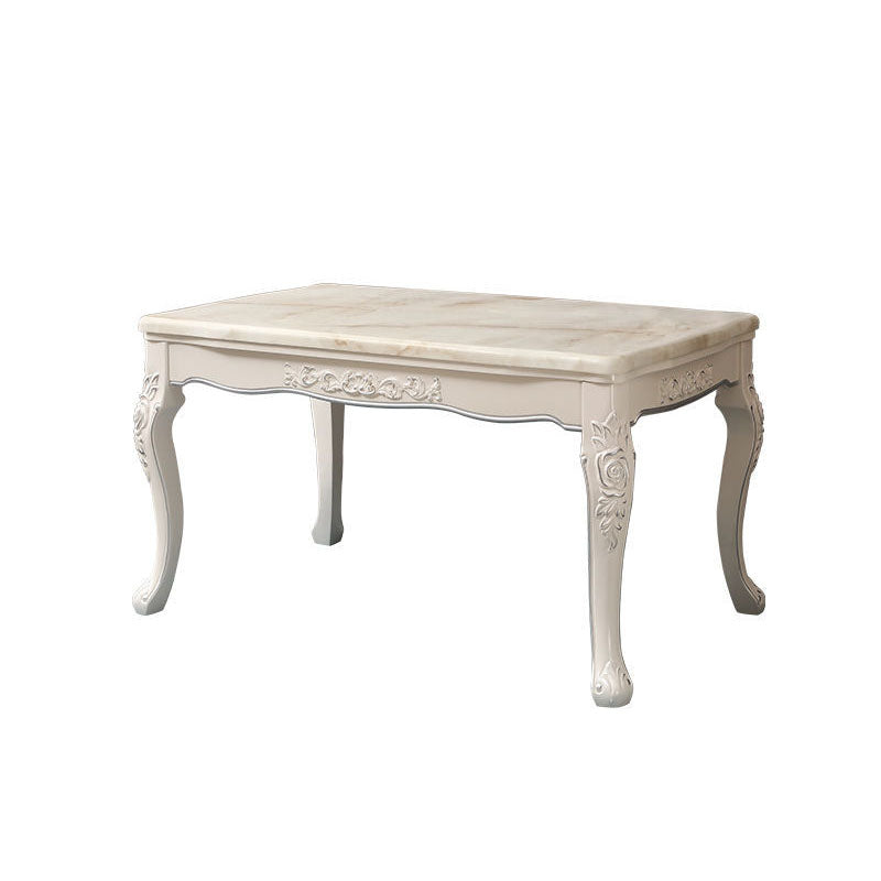 Stone Top Dining Table Rectangle Dining Table with 4 Wood Legs