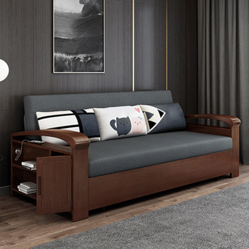 Grey Contemporary Linen Square Arm Sofa Bed Standard Sofa for Living Room 57"L x 31"W x 33"H Clearhalo 'furn' 'furn_sofas' 'Furniture' 'Living Room Furniture' 'Sofa' 'sofas' 5484345