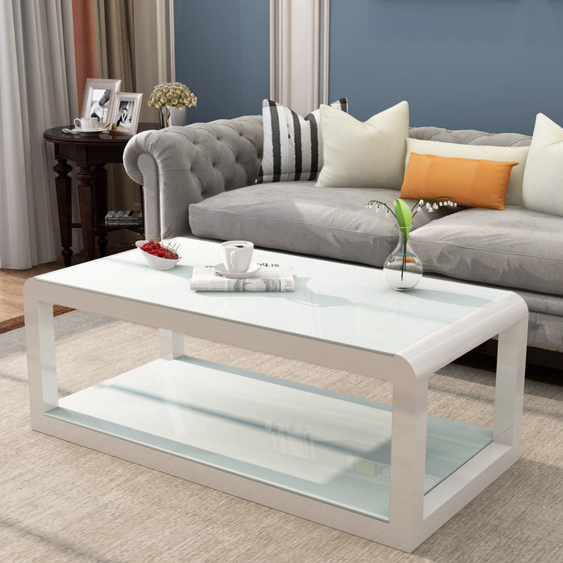 Moderner Stil runder temperierter Glas Top Metal Rahmen Basis Couchtisch