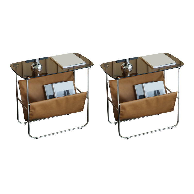 Tabella superiore in vetro rettangolare 26.38 "W x 14.96" D x 23.23 "TABELLO DI FINE H con scaffale