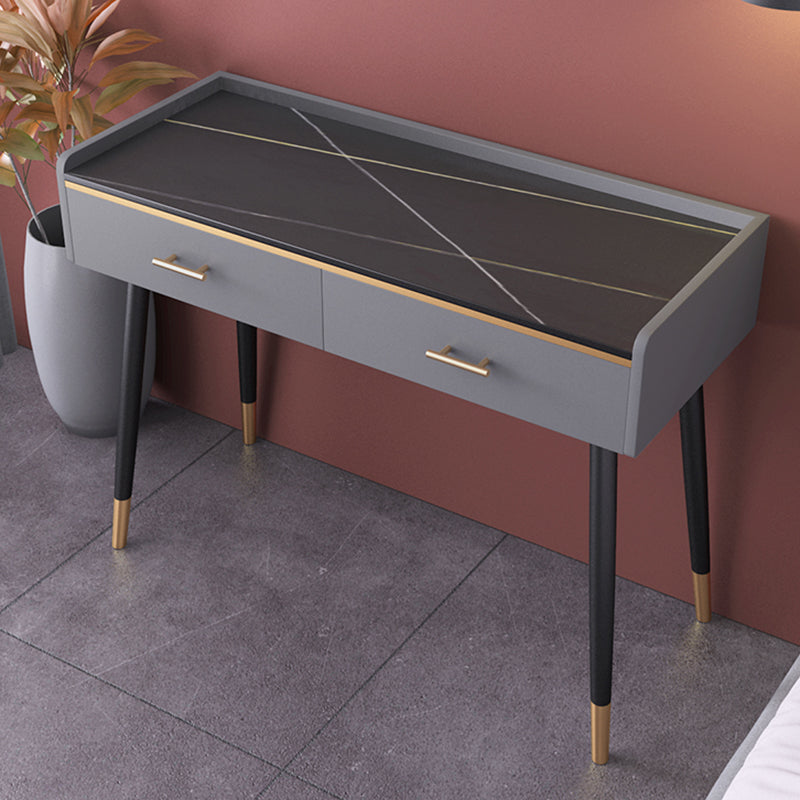 Luxurious Makeup Vanity Stone Top Dressing Table in Grey Finish