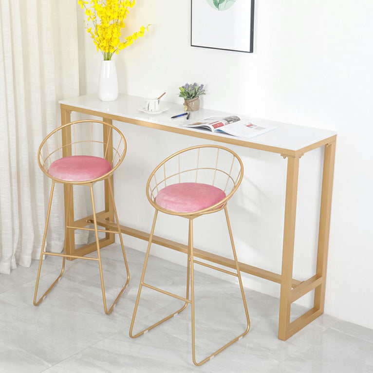 Stone Bar Dining Table Glam Style Rectangle Bar Table with Trestle for Dining Room 70.9"L x 15.7"W x 39.4"H Without Chairs Clearhalo 'Bar Furniture' 'Bar Tables' 'bar_tables' 'furn' 'furn_bar_tables' 'Furniture' 'Kitchen & Dining Furniture' 5490040