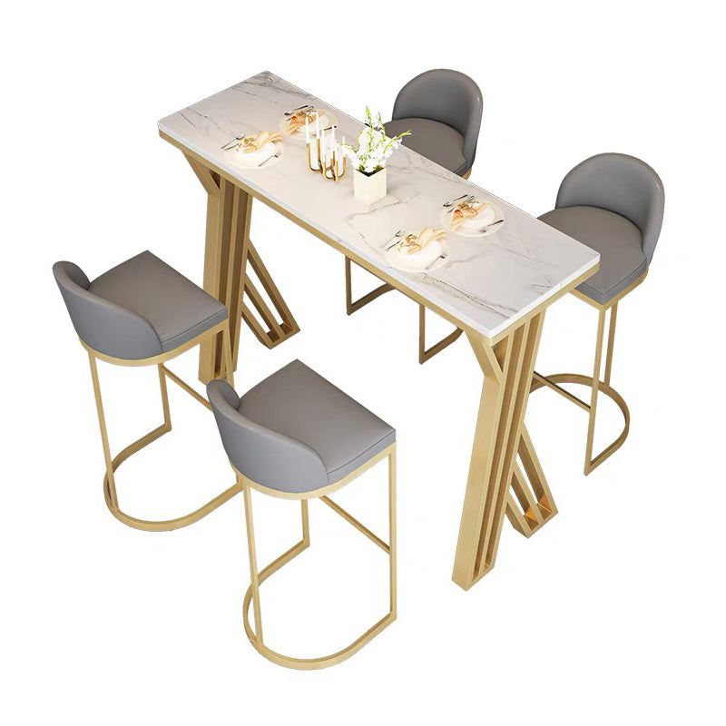 Table de table de barre de pierre rectangulaire Glam Set 1/5 pièces COMPTENDRE COMPTENDRE avec tabourets hauts