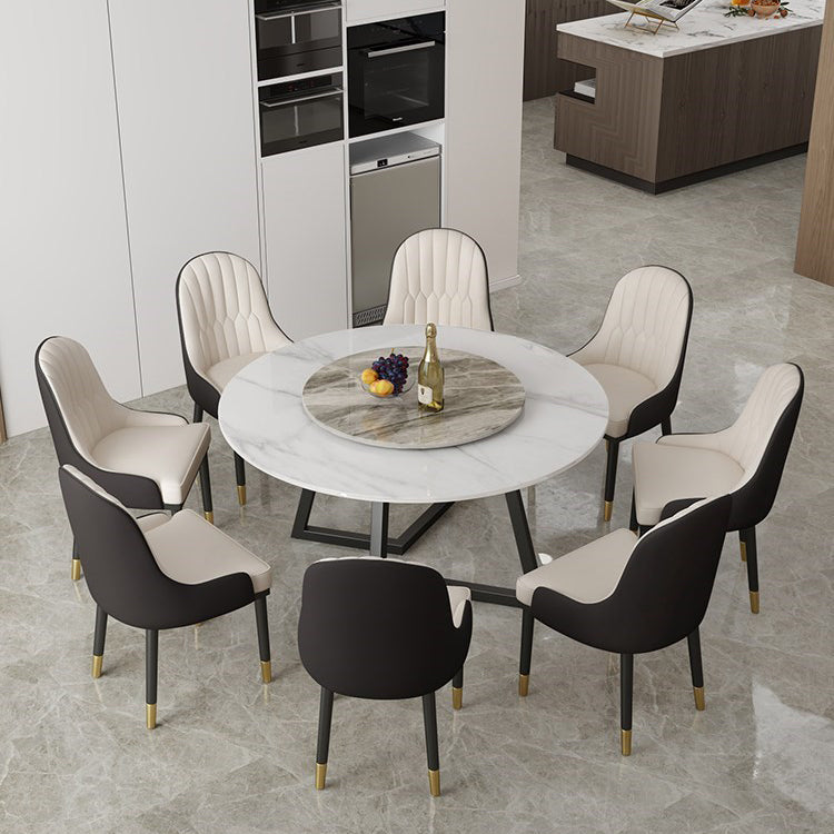 Round Double Pedestal Table Simplicity Style Stone Dining Site Table