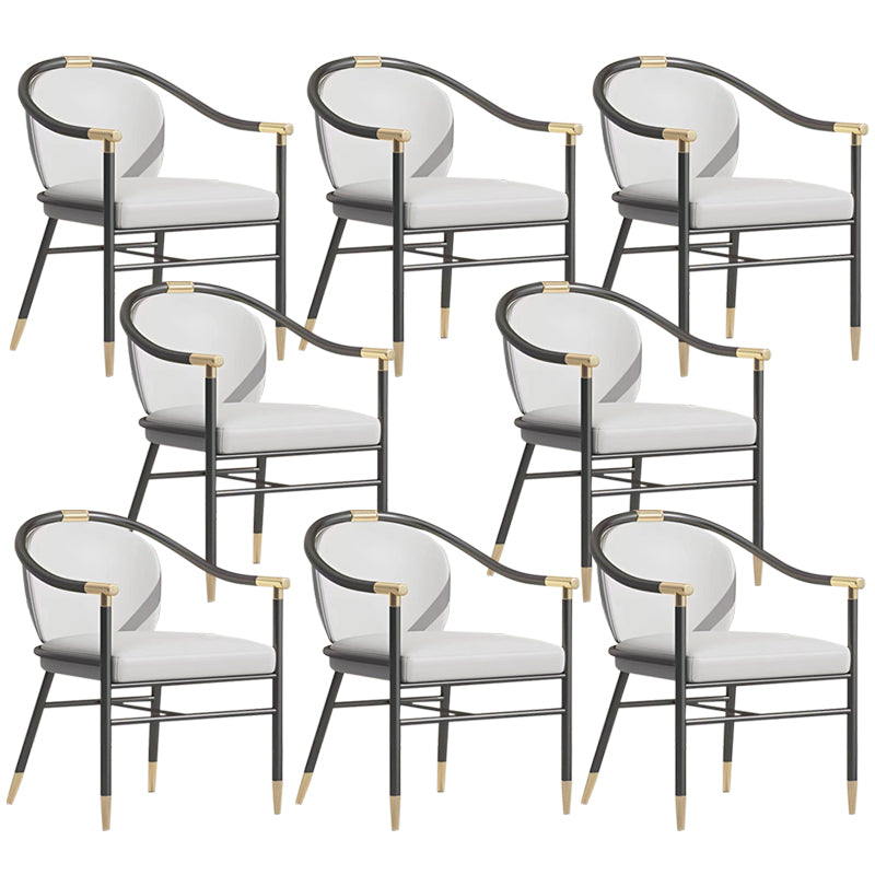 Glam Faux Leather Dining Chairs Metal Arm Dining Chairs for Restaurant Use