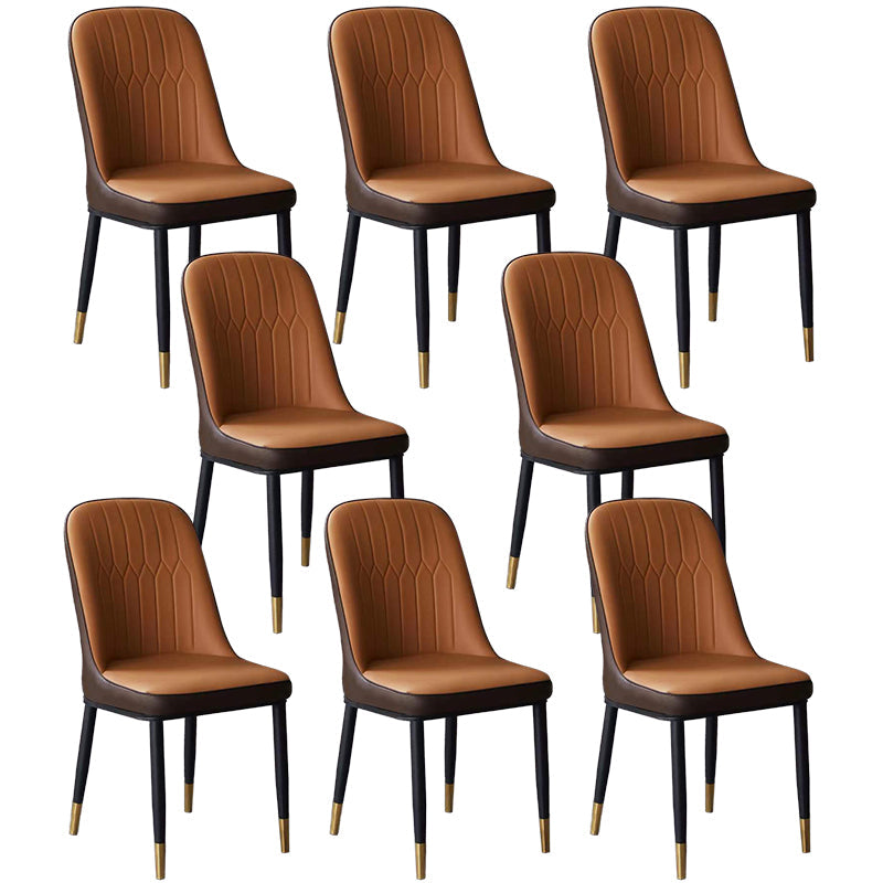 Glam faux lederen eetkamerstoel Parsons stoel in matte afwerking voor kantoor