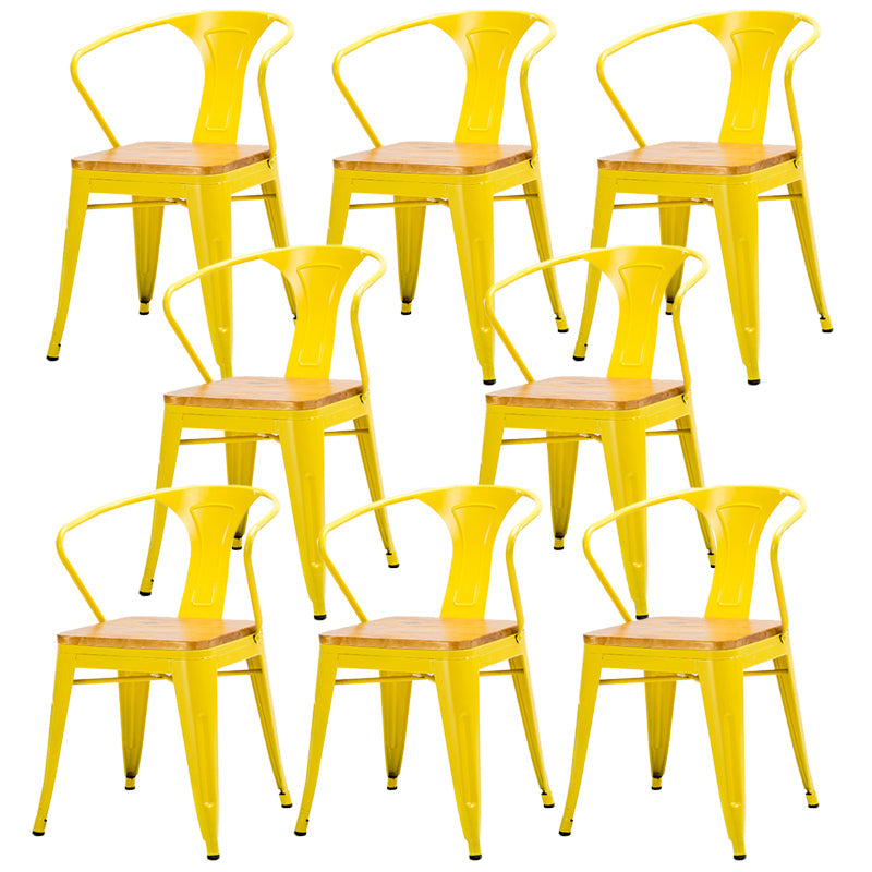 Industrial Metal Dining Chair Open Back Dining Side Furniture in Matte Finish for Indoor