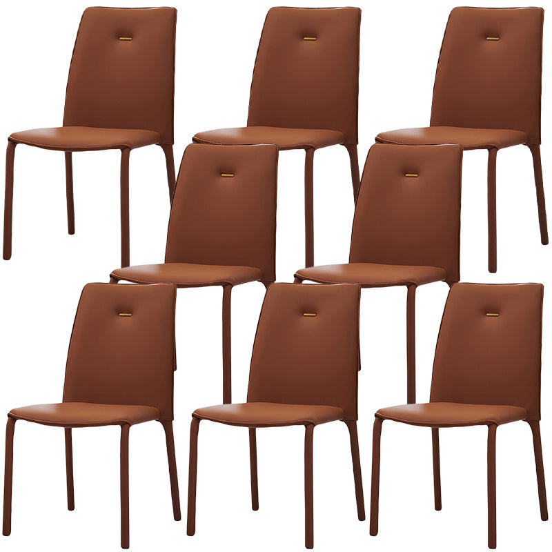 Modern Style Dining Chair Armless Chairs with Metal Legs for Home Orange 8 Piece Set Clearhalo 'Dining Chairs' 'Dining Tables & Seating' 'dining_chair' 'furn' 'furn_dining_chair' 'Furniture' 'Kitchen & Dining Furniture' 5493609