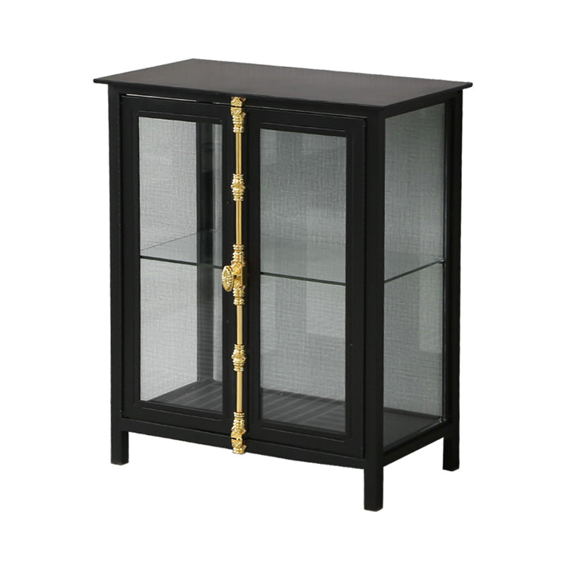 Glam Black Sideboard Clear Doors Glasser Server per soggiorno per soggiorno