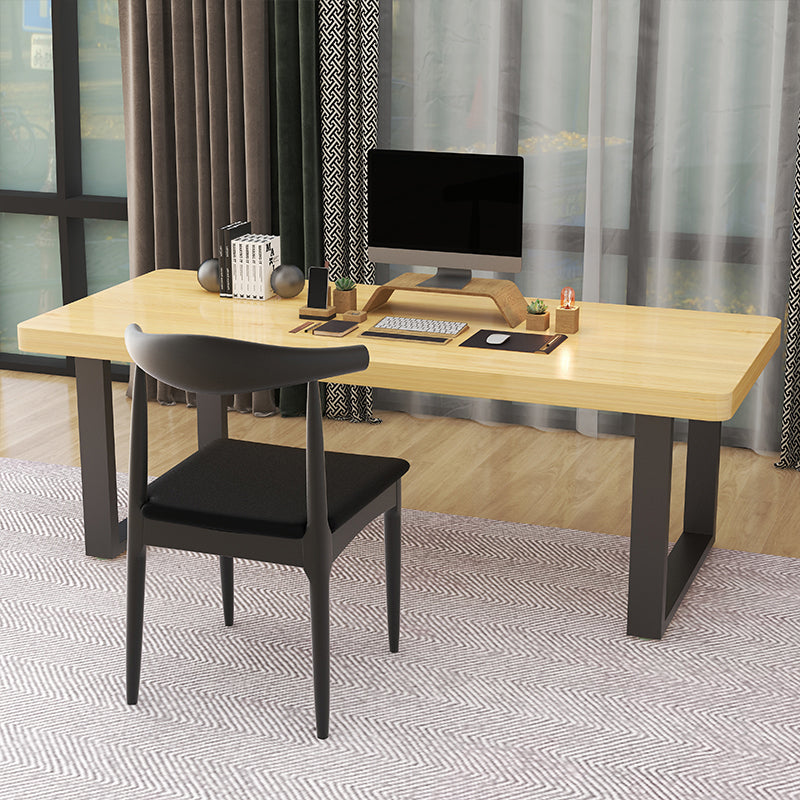 Scrivania rettangolare industriale scrivania in legno massello con base di slitta