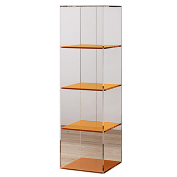 Closed Back Storage Bookshelf Scandinavian Standard Acrylic Bookcase 14"L x 14"W x 47"H Clear Clearhalo 'Bookcases' 'furn' 'furn_bookcases' 'Furniture' 'Office Furniture' 5498253