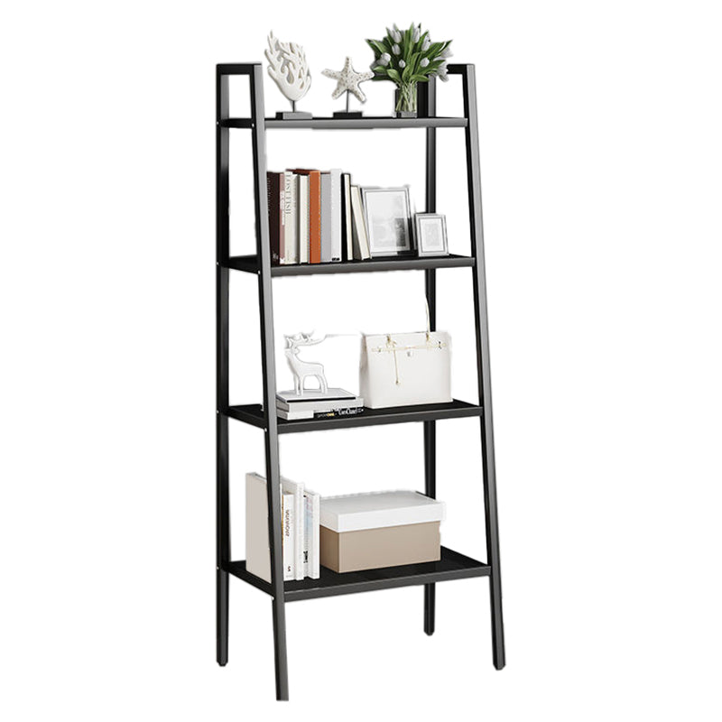 Contemporary Open Bookcase Metal Ladder Bookshelf for Kitchen 23.5"L x 14"W x 57"H Black Clearhalo 'Bookcases' 'furn' 'furn_bookcases' 'Furniture' 'Office Furniture' 5498947