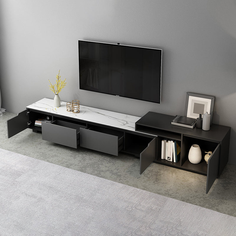 Modern TV Stand With Glide Drawer , Grey , TV Cabinet with Storage White-Black Clearhalo 'furn' 'furn_tv_stands_entertainment_centers' 'Furniture' 'Living Room Furniture' 'TV Stands & Entertainment Centers' 'TV Stands & Media Storage Furniture' 'tv_stands_entertainment_centers' 5499488