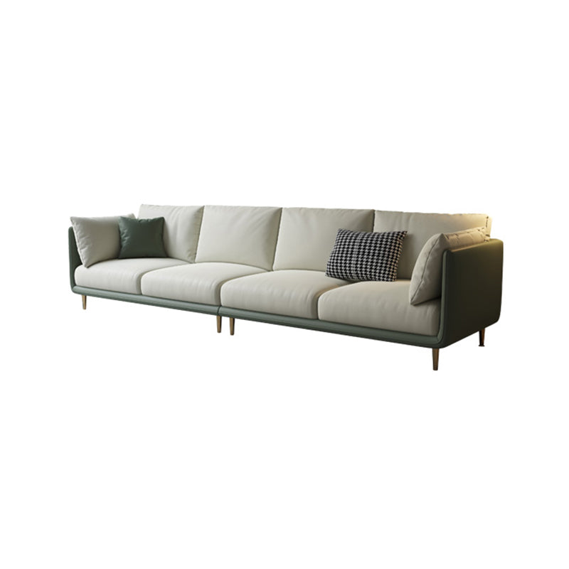 Contemporary Standard Sofa Set Square Arm Faux Leather Settee Couch 134"L x 33"W x 33"H Spring&Foam Clearhalo 'furn' 'furn_sofas' 'Furniture' 'Living Room Furniture' 'Sofa' 'sofas' 5500557