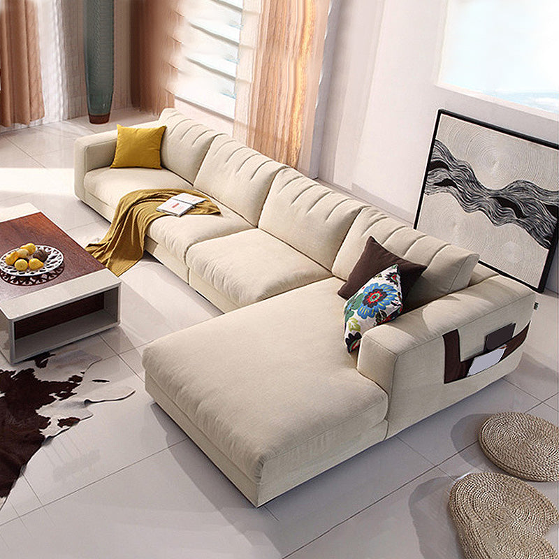 Divano stazionario di cotone moderno di divano e chaise a braccio quadrato a 4 posti